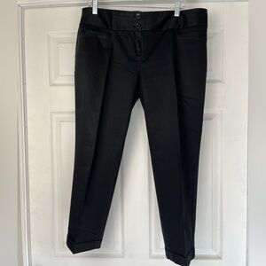 The Limited | Black Drew Fit Cuffed Crisp Cotton Ankle Pants, Size 14